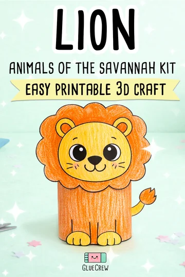 Lion safari animal craft printable for kids