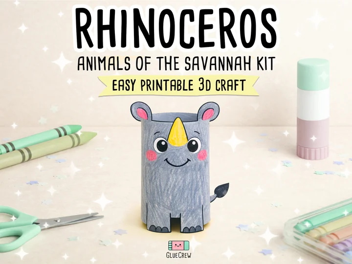 Rhinoceros 3D Paper Craft
