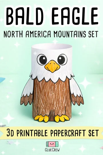 Bald eagle mountain animal craft printable for kids