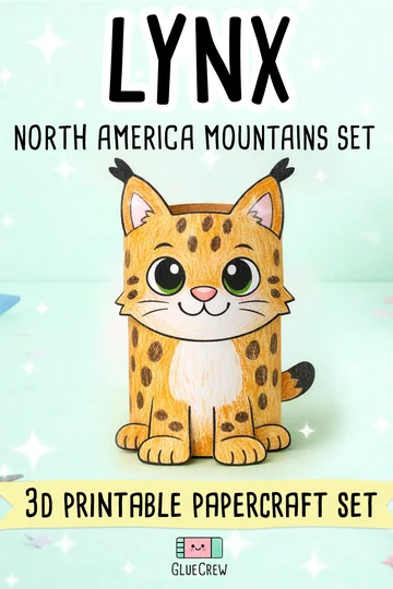 Lynx 3D paper mountain animal craft