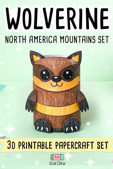 Wolverine forest animal paper craft