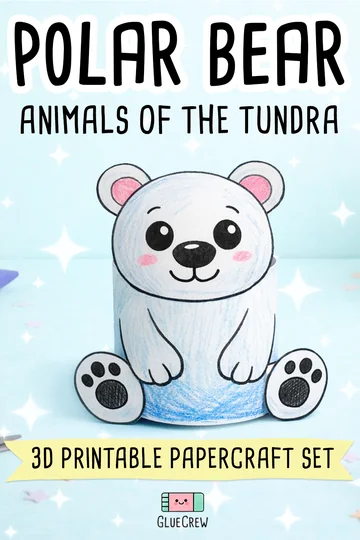 Polar bear arctic animal craft printable for kids