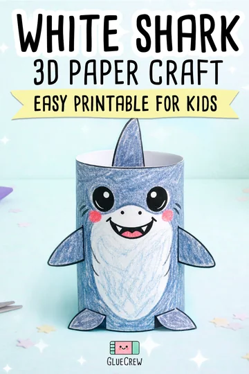White shark paper craft printable for kids