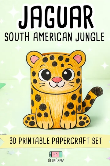 Jaguar jungle animal papercraft printable for kids