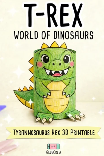 T. rex paper craft printable — 3D dinosaur paper craft for kids