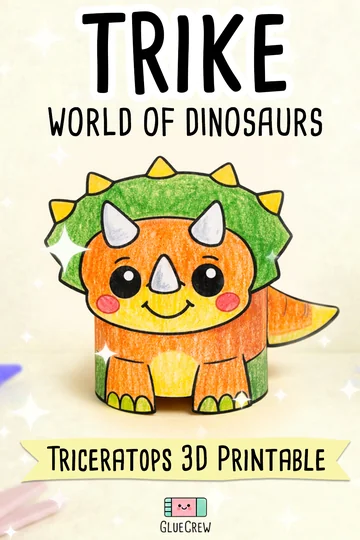 Triceratops paper craft printable for a dinosaur activity