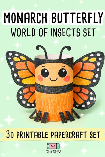 Monarch butterfly insect paper craft printable for kids