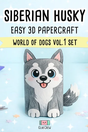 Siberian husky paper craft printable