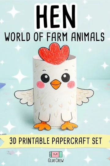 Hen farm animal craft printable