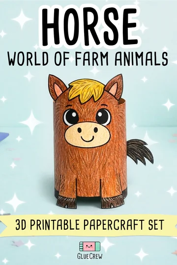 Horse 3D paper farm animal craft