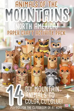 Printable mountain animal crafts — North American forest paper animals