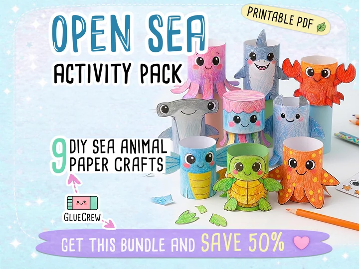 Open Sea Animals Paper Crafts Bundle