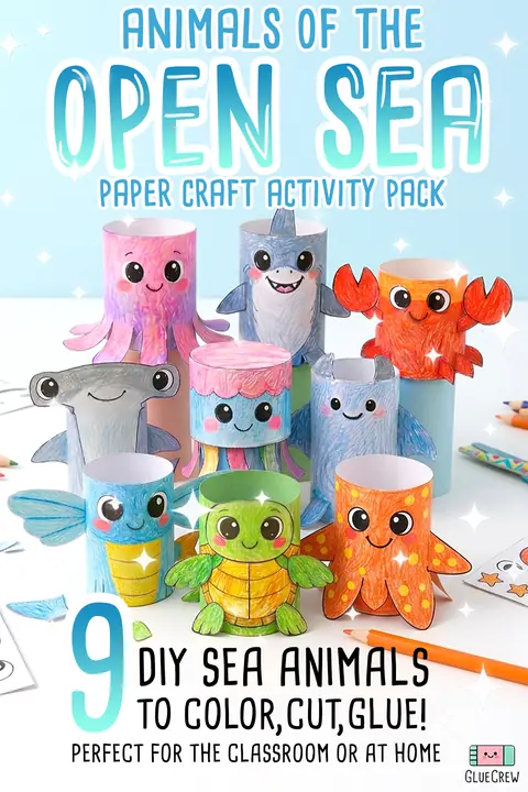 Open Sea Animals Paper Crafts Bundle