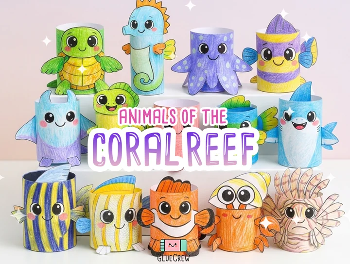 Animals of the Coral Reef Paper Craft Bundle
