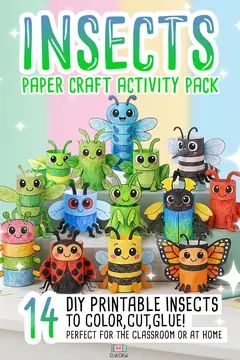 Printable insect papercraft bundle — butterfly, bee, and minibeasts
