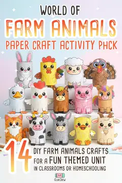 Printable farm animal papercraft bundle — cow, hen, horse, and more